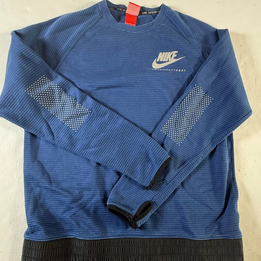 Nike International Crewneck Ribbed Sweatshirt Mens Large Thumbholes 802375-451‎ - Picture 2 of 8